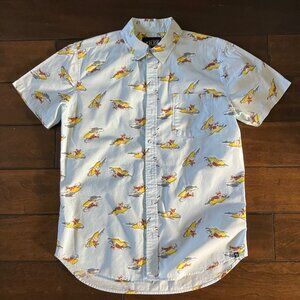 Xxx Rude Surfing Corgi Short Sleeve Dress Shirt - Size S Mens
